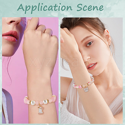 DIY Alloy Enamel Cat Charms & Glass Beads Bracelets Making Kits DIY-SC0030-79-1