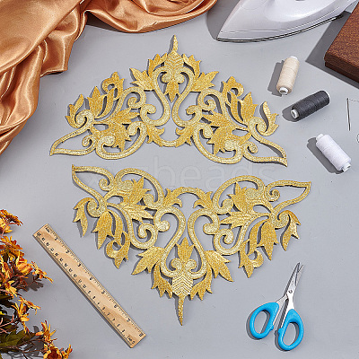 Ethnic Style Polyester Metallic Thread Embroidery Iron on Applique Patch PATC-WH0005-67A-1