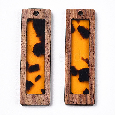 Transparent Resin & Wood Pendants WOOD-TADZ0001-03-01-1