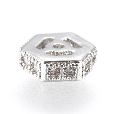 Brass Micro Pave Cubic Zirconia Beads ZIRC-J018-16P-1