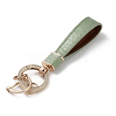 Microfiber & Zinc Alloy & Crystal Rhinestone Keychain KEYC-G062-01E-1