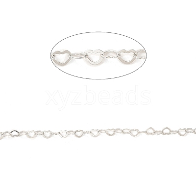 Anti-Tarnish Rhodium Plated 925 Sterling Silver Heart Link Chains STER-NH0001-28A-P-1