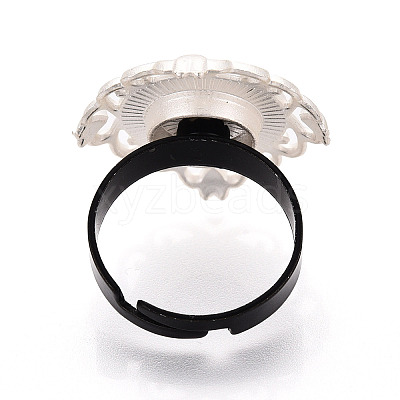Adjustable Rhombus Alloy & Iron Bezel Cup Ring Base with Rotatable Tray MAK-T012-02S-1