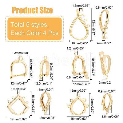 20Pcs 5 Styles Brass Hoop Earring Finding KK-HY0003-47-1