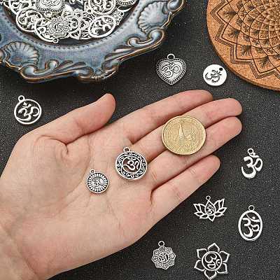 100Pcs 10 Styles Tibetan Style Alloy Pendants TIBEP-CJ0002-33-1