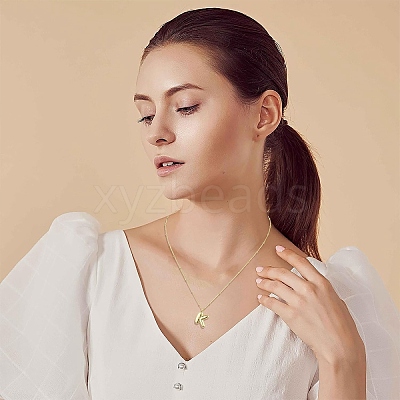 1Pc Initial Letter Brass Pendant Necklaces NJEW-YW0001-24G-1