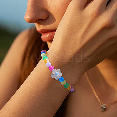 870Pcs 24 Colors Opaque & Transparent Acrylic Beads MACR-PA0001-40-1