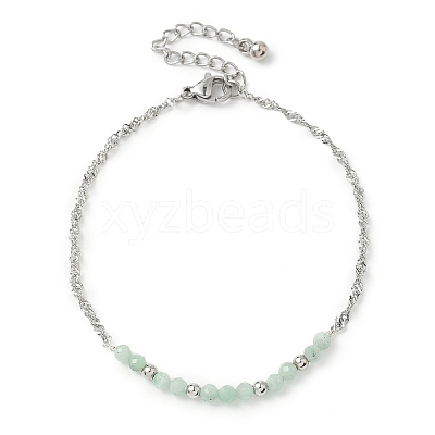 Natural Green Aventurine Beads Link Bracelets BJEW-JB11835-02-1