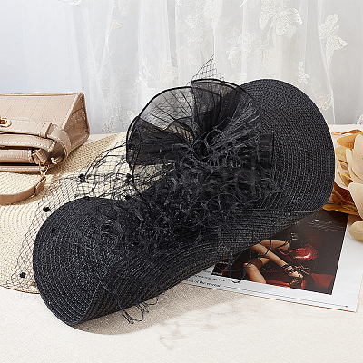 2Pcs 2 Colors Polyester Imitation Straw Oval Hat Base for Millinery AJEW-FG0002-82-1