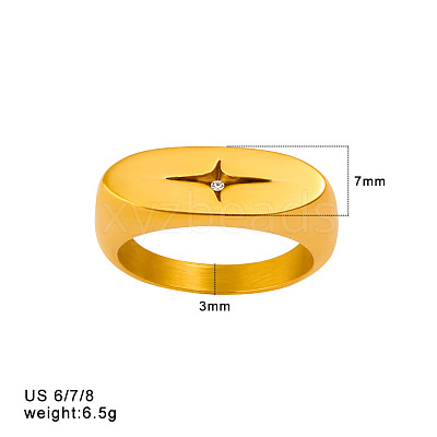 304 Stainless Steel & Clear Cubic Zirconia Finger Rings WGE7D38-02-1