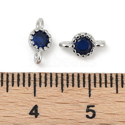 Brass Cubic Zirconia Flat Round Connector Charms KK-H204-02P-03-1
