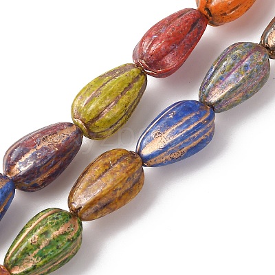Painted Glass Beads Strands X-GLAA-B037-06-1