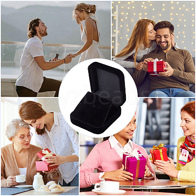 Square Velvet Bangle Storage Boxes with Black Inside CON-WH20010-03C-1