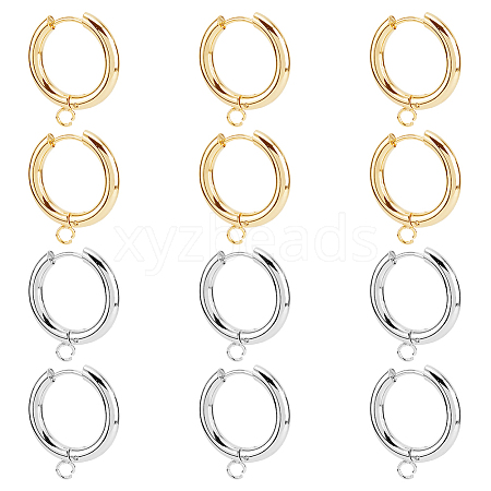 DICOSMETIC 12Pcs 2 Colors 201 Stainless Steel Huggie Hoop Earring Findings STAS-DC0015-45-1