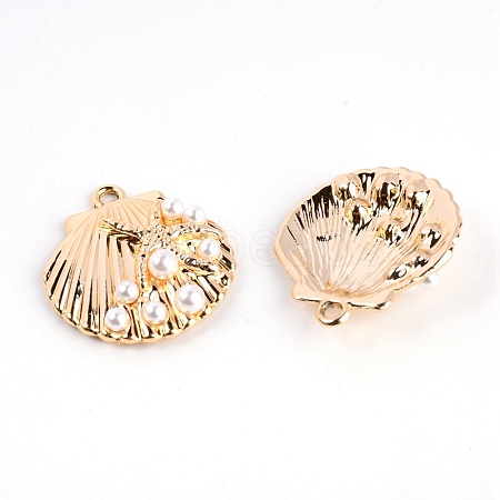 Alloy Plastic Pearl Pendants PALLOY-WH0086-12-1