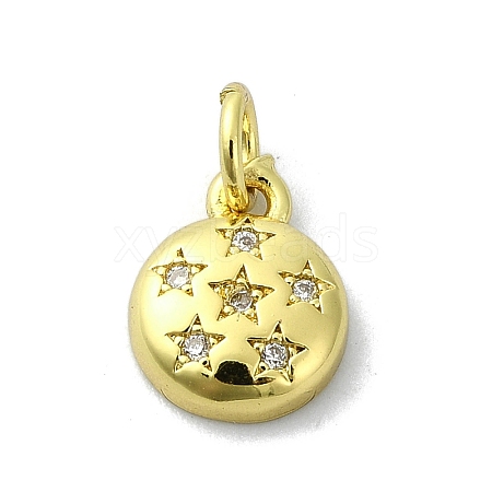 Brass Micro Pave Clear Cubic Zirconia Charms KK-H475-59G-13-1