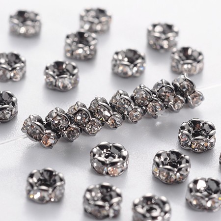 Brass Rhinestone Spacer Beads RB-A014-L4mm-01B-NF-1