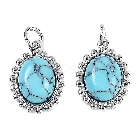 Synthetic Turquoise Oval Pendants KK-U043-46P-B-1