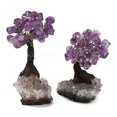 Natural Amethyst Chips Tree Sculpture DJEW-K026-01A-1