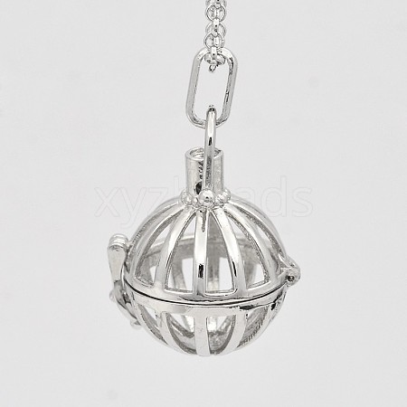 Hollow Brass Cage Pendants KK-D414-06-NR-1