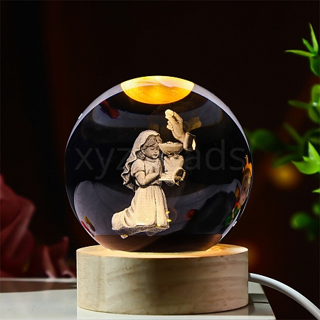 Religious Element Glass Crystal Ball Crystal Ball with Wood Stand PW-WG7CA34-09-1