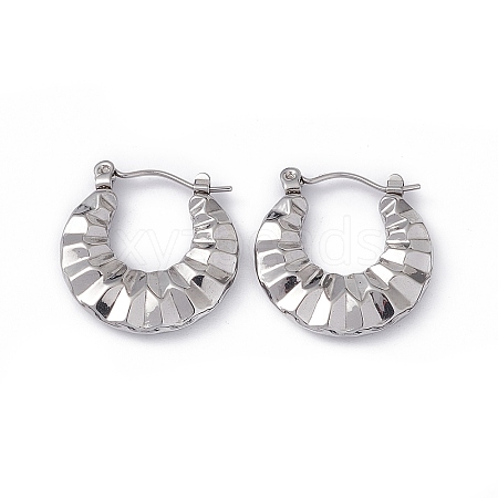304 Stainless Steel Croissant Hoop Earrings for Women EJEW-G314-10P-1
