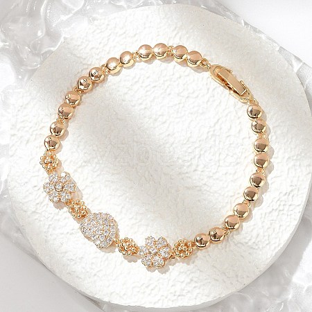 Brass Micro Pave Cubic Zirconia Link Chain Bracelets KK-R217-40G-1