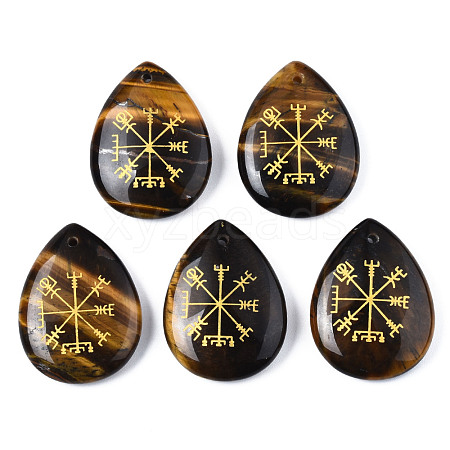 Natural Tiger Eye Pendants G-T122-72C-1