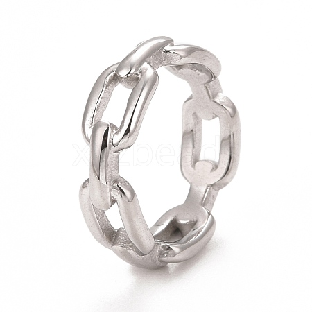 Non-Tarnish 304 Stainless Steel Cable Chain Shape Finger Ring for Women RJEW-C025-34B-P-1