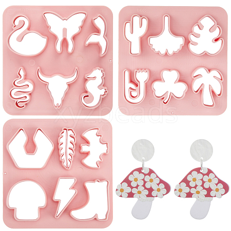 3Pcs 3 Styles Flower Grass Animal ABS Plastic Clay Cutters DIY-GF0009-42B-1
