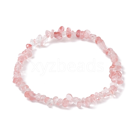 Synthetic Cherry Quartz Glass Chips Beaded Stretch Bracelets for Women BJEW-JB10046-07-1