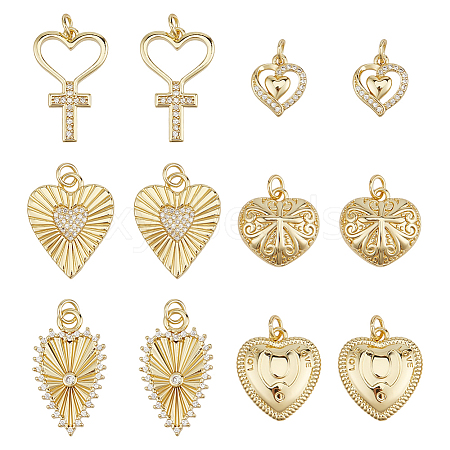 12Pcs 6 Styles Brass Pendants KK-ME0004-68-1