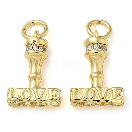 Rack Plating Brass Cubic Zirconia Pendants KK-K392-14G-1