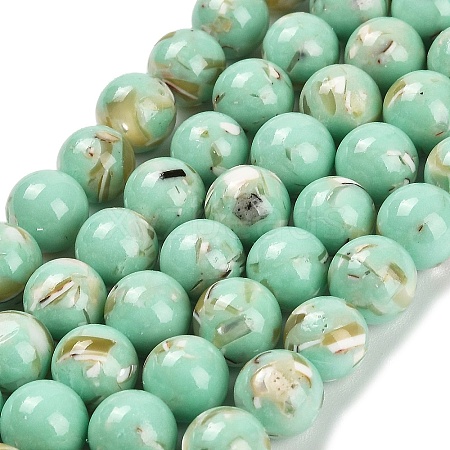 Assembled Synthetic Stone and Trochus Shell Beads Strands G-B128-08C-02-1