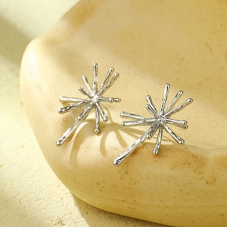 304 Stainless Steel Snowflake Stud Earrings for Women EJEW-U023-03P-1