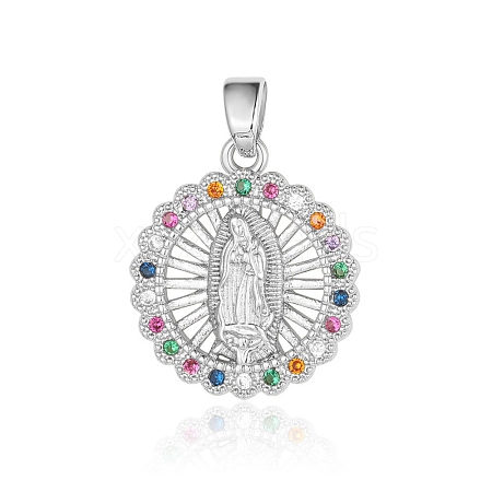 Virgin Mary Theme Brass Micro Pave Cubic Zirconia Pendants PW-WG2DF83-03-1