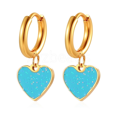 European and American Style Stainless Steel Heart Hoop Earrings PW-WGFA9E7-04-1