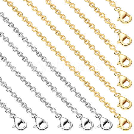 Beebeecraft 20Pcs 2 Colors Ion Plating(IP) 304 Stainless Steel Cable Chain Necklaces Set MAK-BBC0001-11A-1