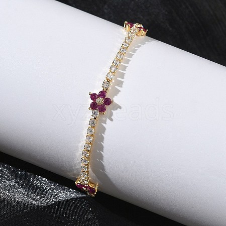 Brass Micro Pave Cubic Zirconia Tennis Bracelets for Women KK-D112-03G-1