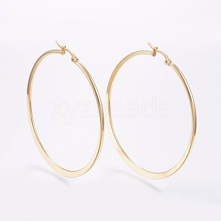 304 Stainless Steel Big Hoop Earrings EJEW-F105-16G-1