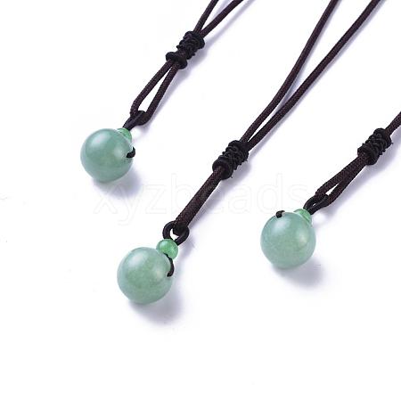 Natural Green Aventurine Pendant Necklaces NJEW-P241-A08-1