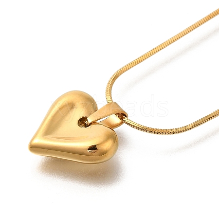 Ion Plating(IP) 304 Stainless Steel Heart Pendant Snake Chain Necklaces for Women NJEW-F328-13G-1