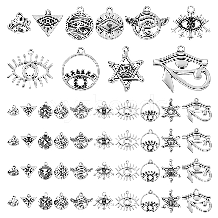 110Pcs 11 Styles Alloy Pendant Rhinestone Settings FIND-GA0006-99AS-1