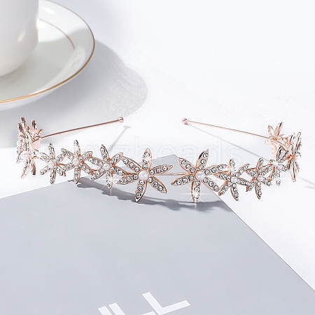 Wedding Bridal Flower Glass Rhinestone Hair Bands for Women Girls PW-WG76BCC-06-1