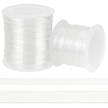 BENECREAT 2 Rolls 2 Styles Invisible Stretchy TPU Plastic Transparent Elastic Strap FIND-BC0004-80-1