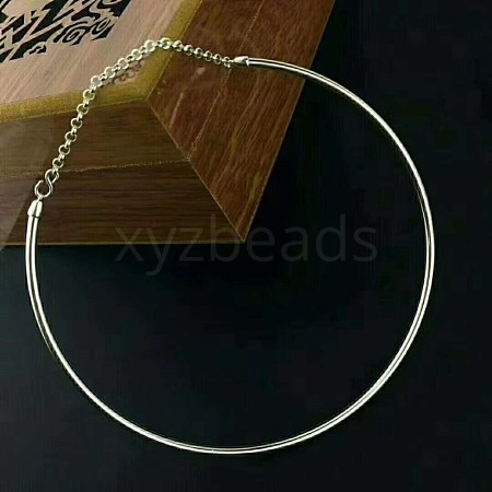 Plain Cuff Chocker Collar 925 Sterling Silver Necklace for Women NJEW-BB44229-B-1