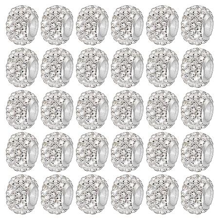 100Pcs Polymer Clay Rhinestone European Beads RB-PH0001-54A-1