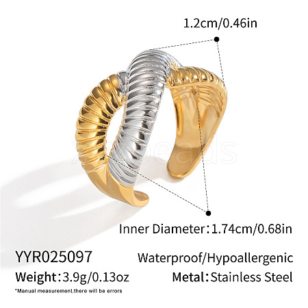 304 Stainless Steel Cross Open Cuff Rings for Women XE0377-1-1