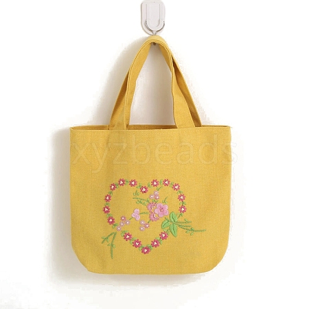 DIY Flower Pattern Handbag Embroidery Bag Kits PW-WG57886-05-1