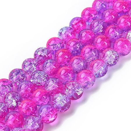 1 Strand Transparent Crackle Glass Round Beads Strands X-CCG-Q002-10mm-09-1